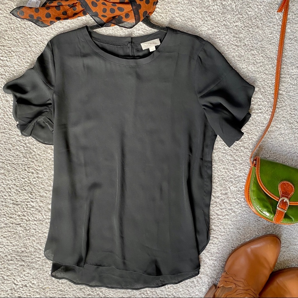 LOFT Black Short Sleeve Blouse